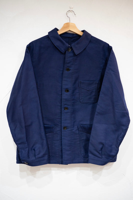 Blaue Moleskin-Jacke „A St Michel” aus den 40er Jahren DEAD STOCK