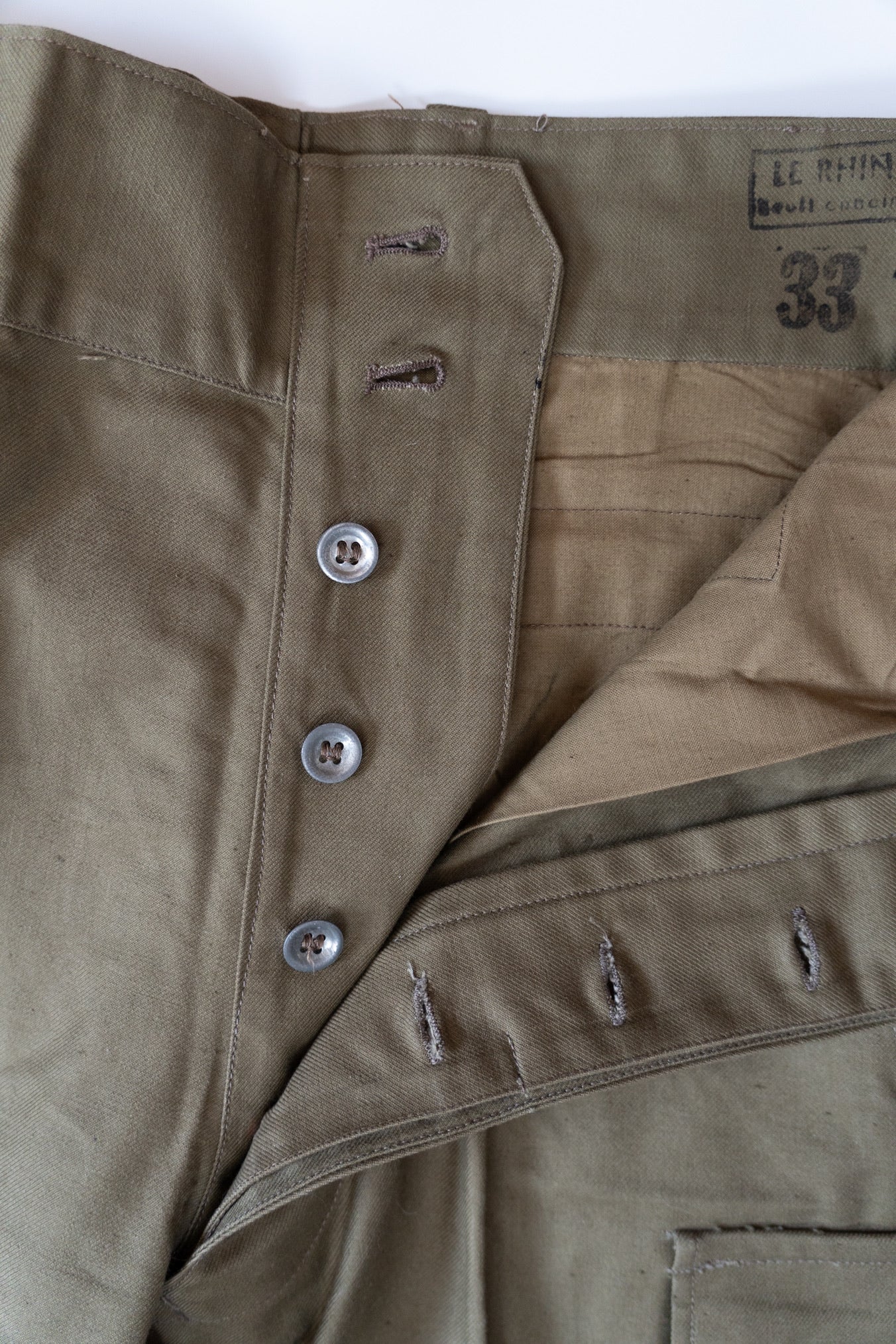 Pantalon de campagne M-47 de l'armée française, modèle ancien, boutons métalliques, taille 33, DEADSTOCK