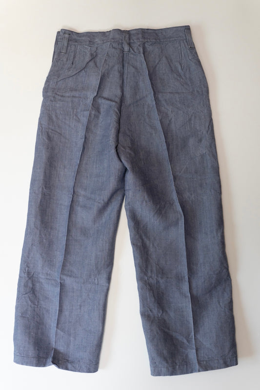 1960 Französische Marine Matrosenhose aus Ramie-Leinen Neuwertiger Zustand