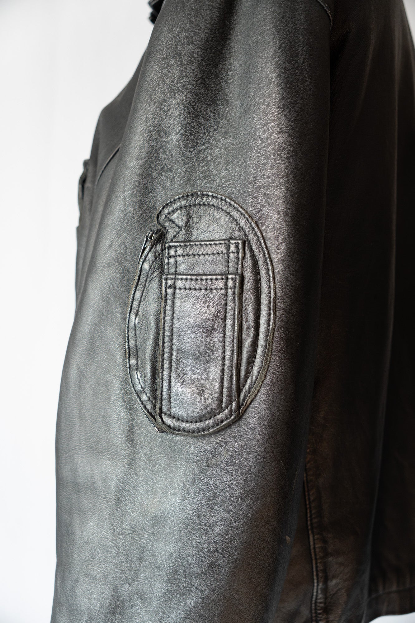 Veste de pilote civile française vintage des années 70 en cuir « GVF »