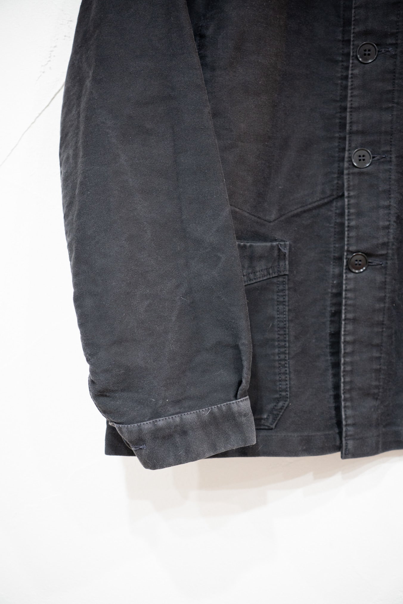 Veste en moleskine noire des années 40 « BEAU-FORT » Vintage français
