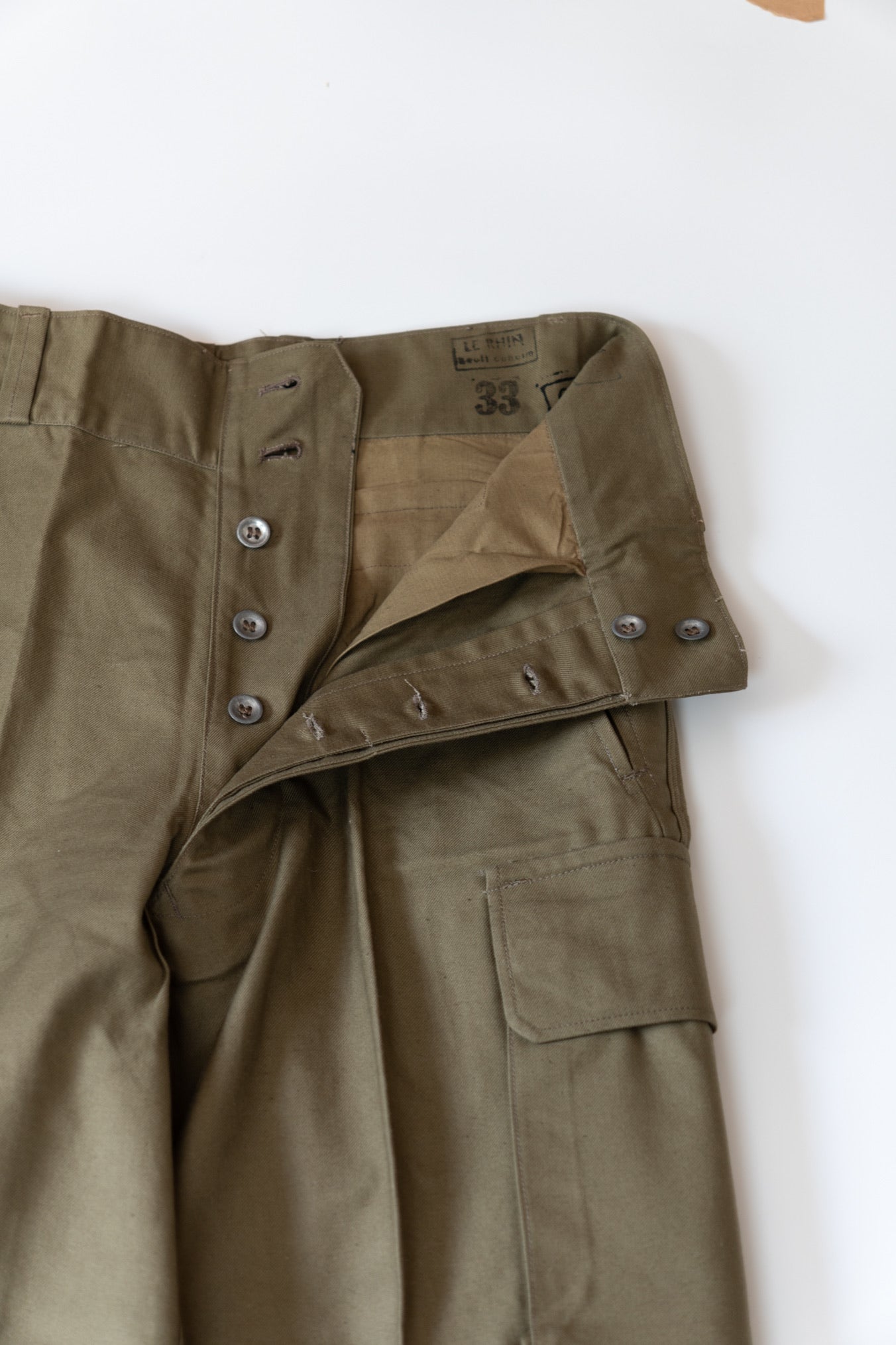 Pantalon de campagne M-47 de l'armée française, modèle ancien, boutons métalliques, taille 33, DEADSTOCK
