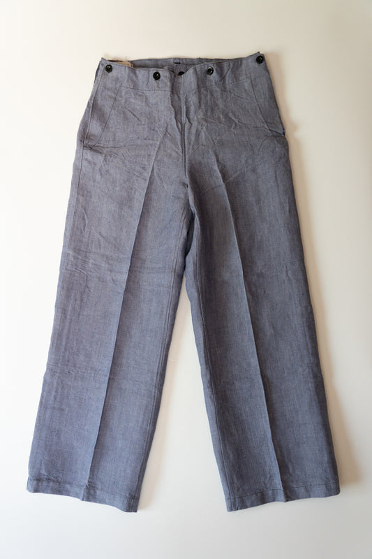 1960 Französische Marine Matrosenhose aus Ramie-Leinen Neuwertiger Zustand