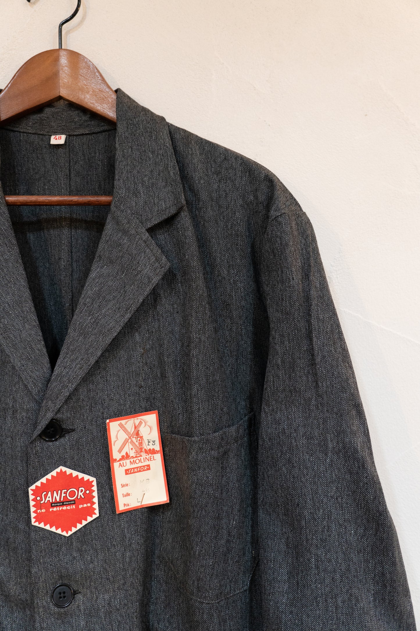 50-60s Black Chambray AtelierCoat « AU MOLINEL » DEAD STOCK
