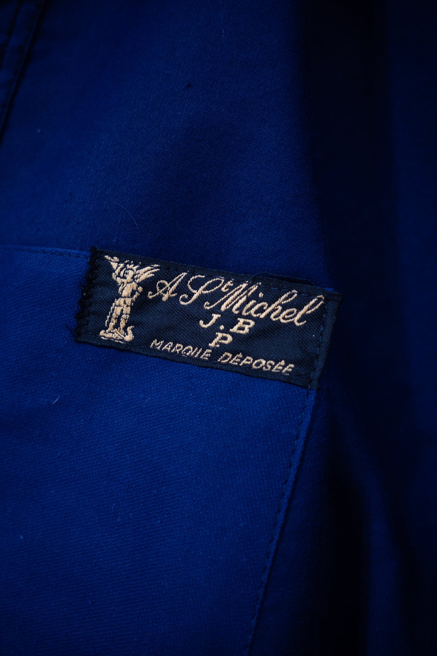 Veste en moleskine bleue des années 40 « A St Michel » DEAD STOCK