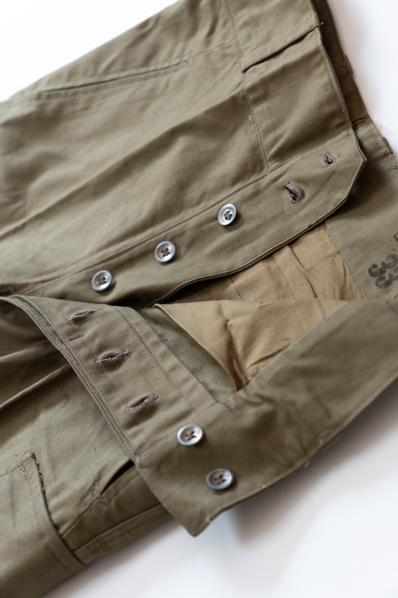 Pantalon de campagne M-47 de l'armée française, modèle ancien, boutons métalliques, taille 33, DEADSTOCK