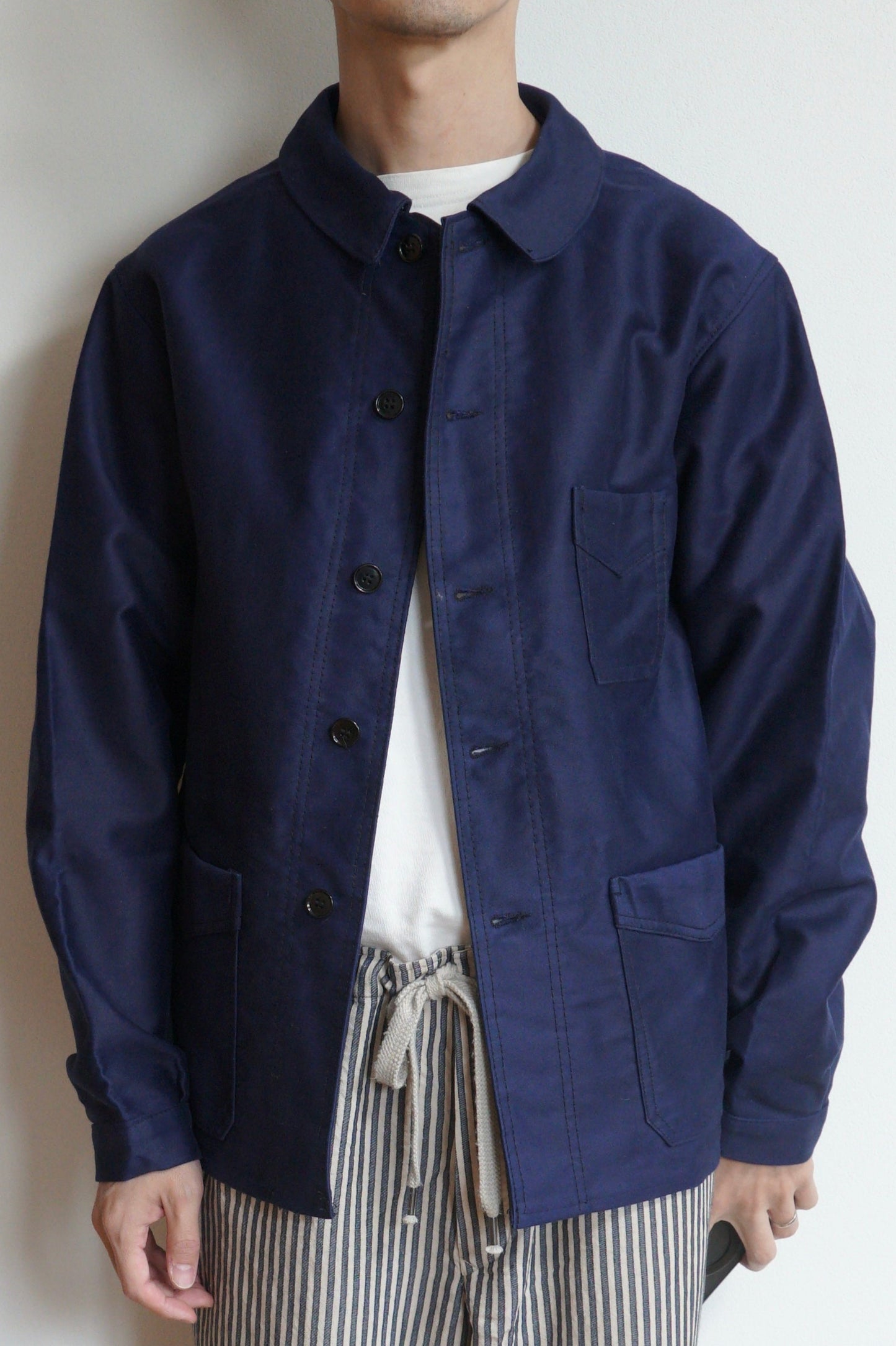 Veste en moleskine bleue des années 40 « A St Michel » DEAD STOCK