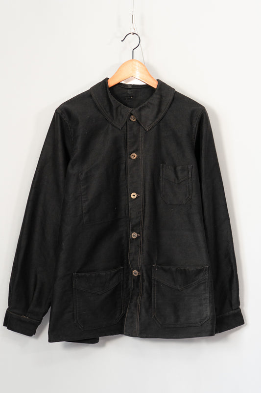Französische Arbeitsjacke aus schwarzem Moleskin aus den 30er Jahren „Le Travailleur”