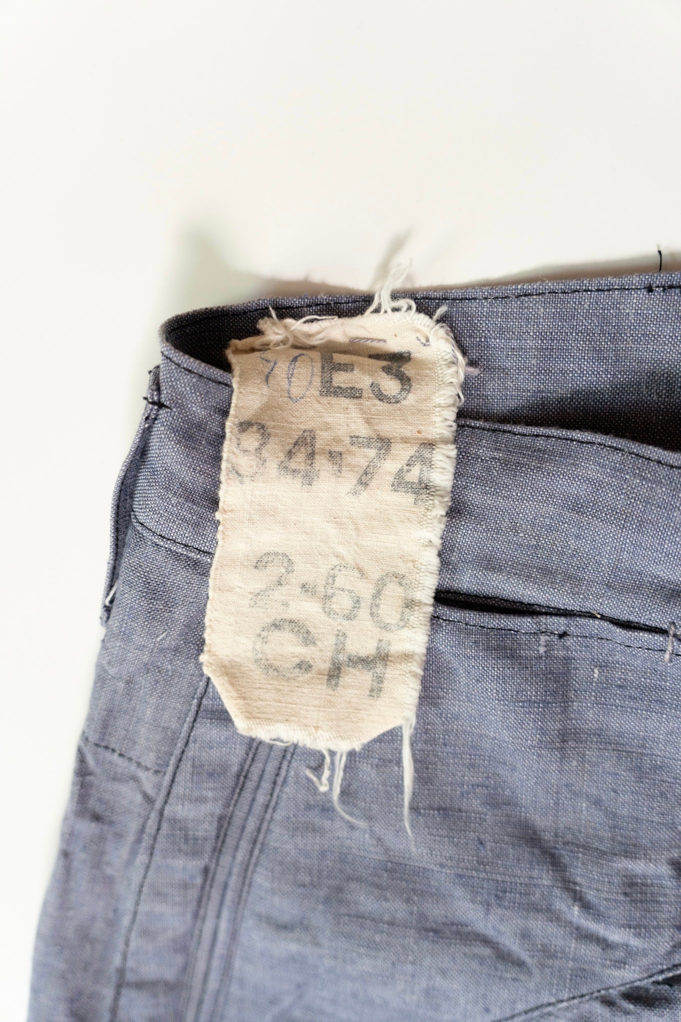 Pantalon en lin rami de marin de la marine française des années 1960, en parfait état