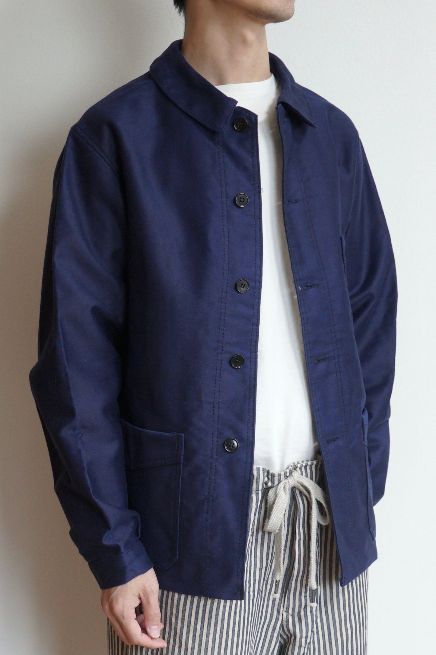 Veste en moleskine bleue des années 40 « A St Michel » DEAD STOCK
