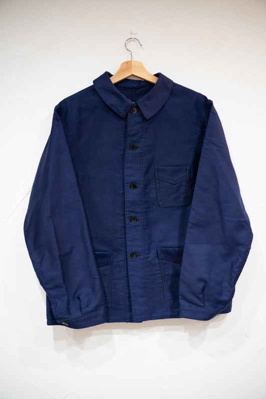 Blaue Moleskin-Jacke „A St Michel” aus den 40er Jahren DEAD STOCK