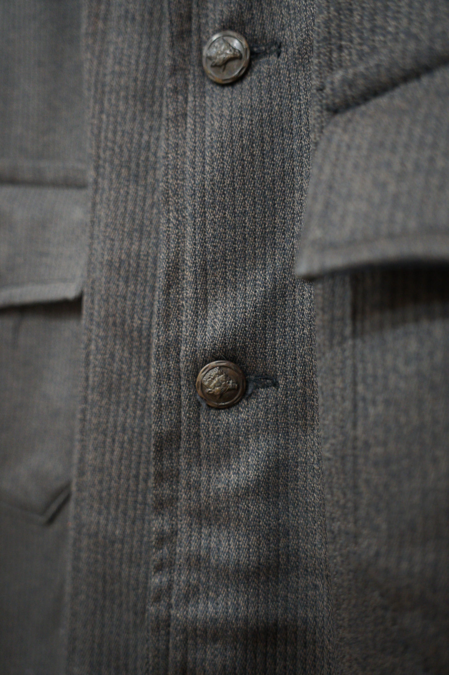 Veste de chasse des années 50 en coton piqué marron sel et poivre « Dumont d'Urville » DEAD STOCK