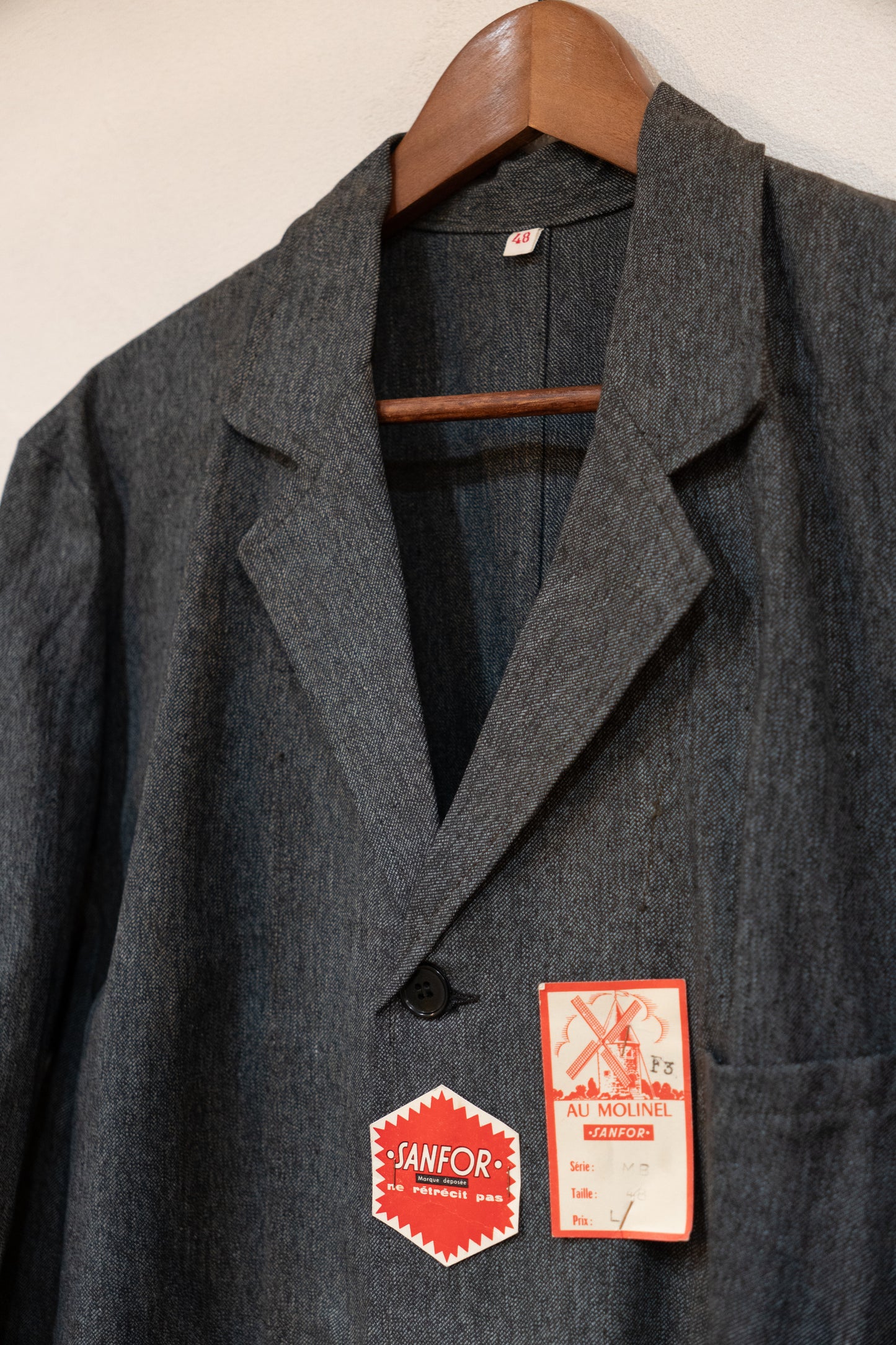 50-60s Black Chambray AtelierCoat « AU MOLINEL » DEAD STOCK
