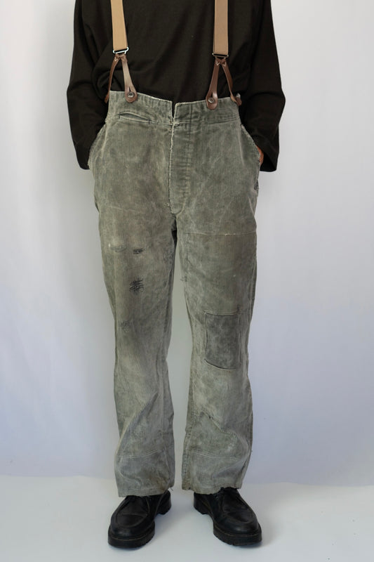 30s French Work Vintage Gray Corduroy Pants