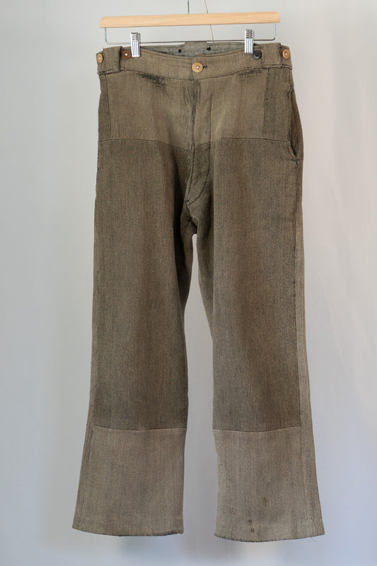 50er Jahre Französische Arbeitsjacke aus Baumwollpiqué Braun Salt & Pepper Patchwork