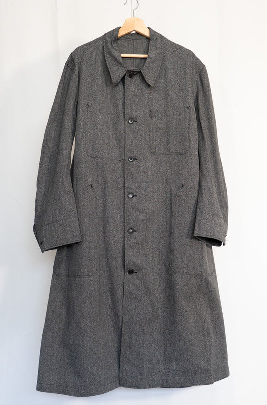 40er Jahre Schwarzer Chambray-Ateliermantel Französische Armee DEAD STOCK