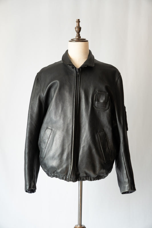 Französische Vintage-Pilotenlederjacke „GVF” aus den 70er Jahren
