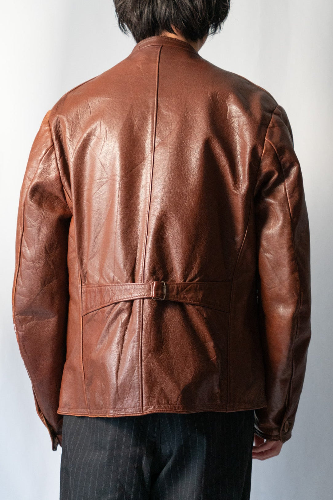 ~40s Sweden Work Goatskin Double Breasted Leather Jacket