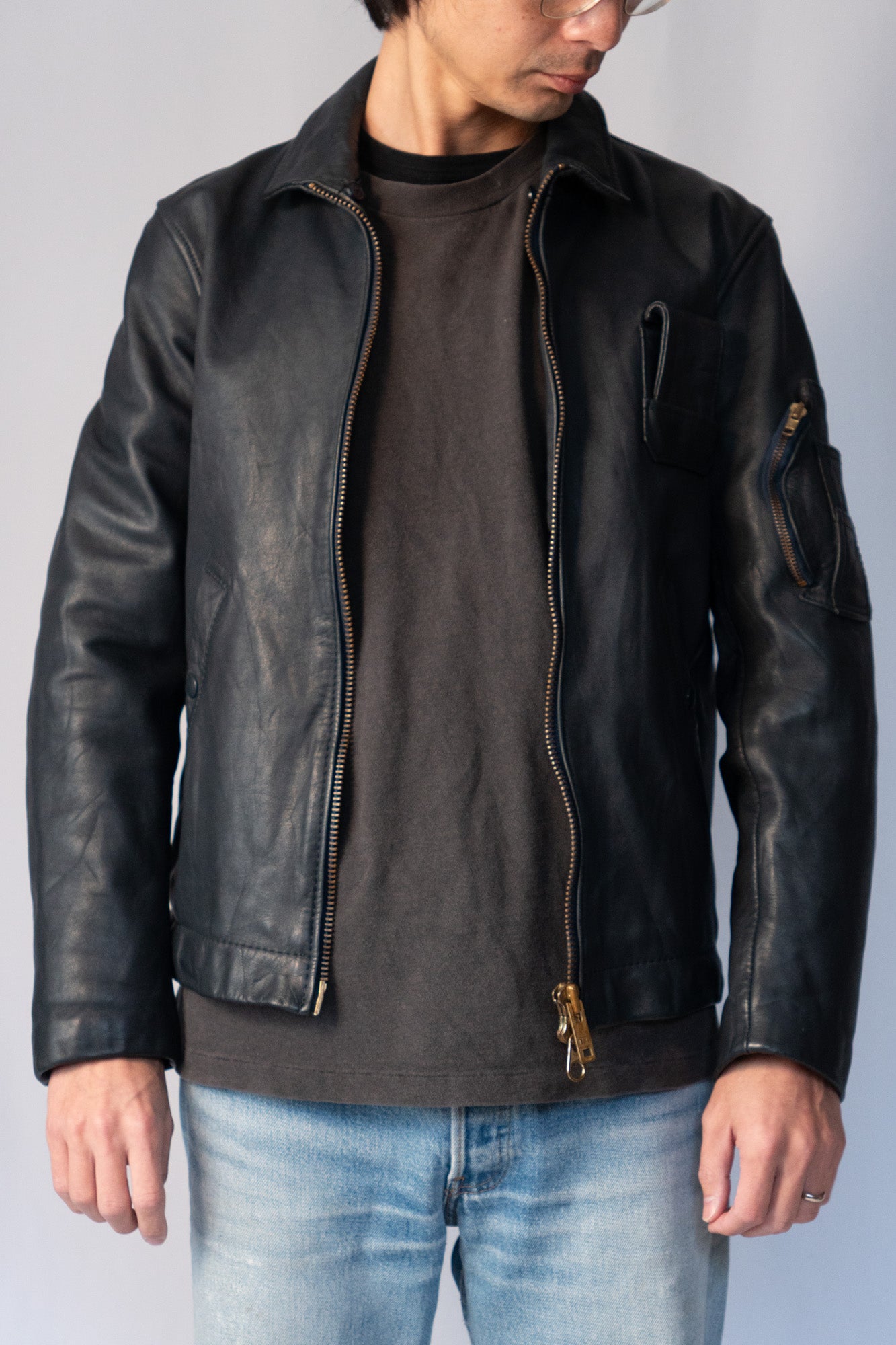 Veste de pilote française vintage des années 70 Civilian « cuir »