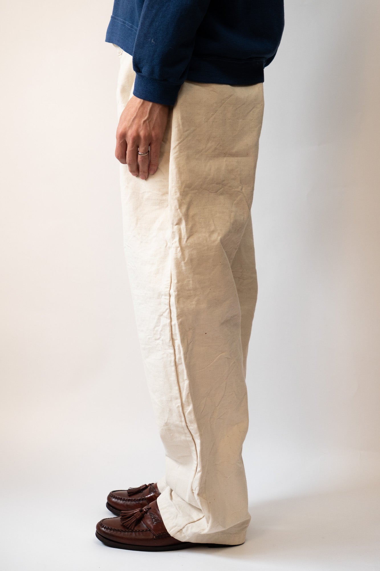 20er Jahre französische Armee Baumwoll-HBT-Bourgeron-Hose DEADSTOCK