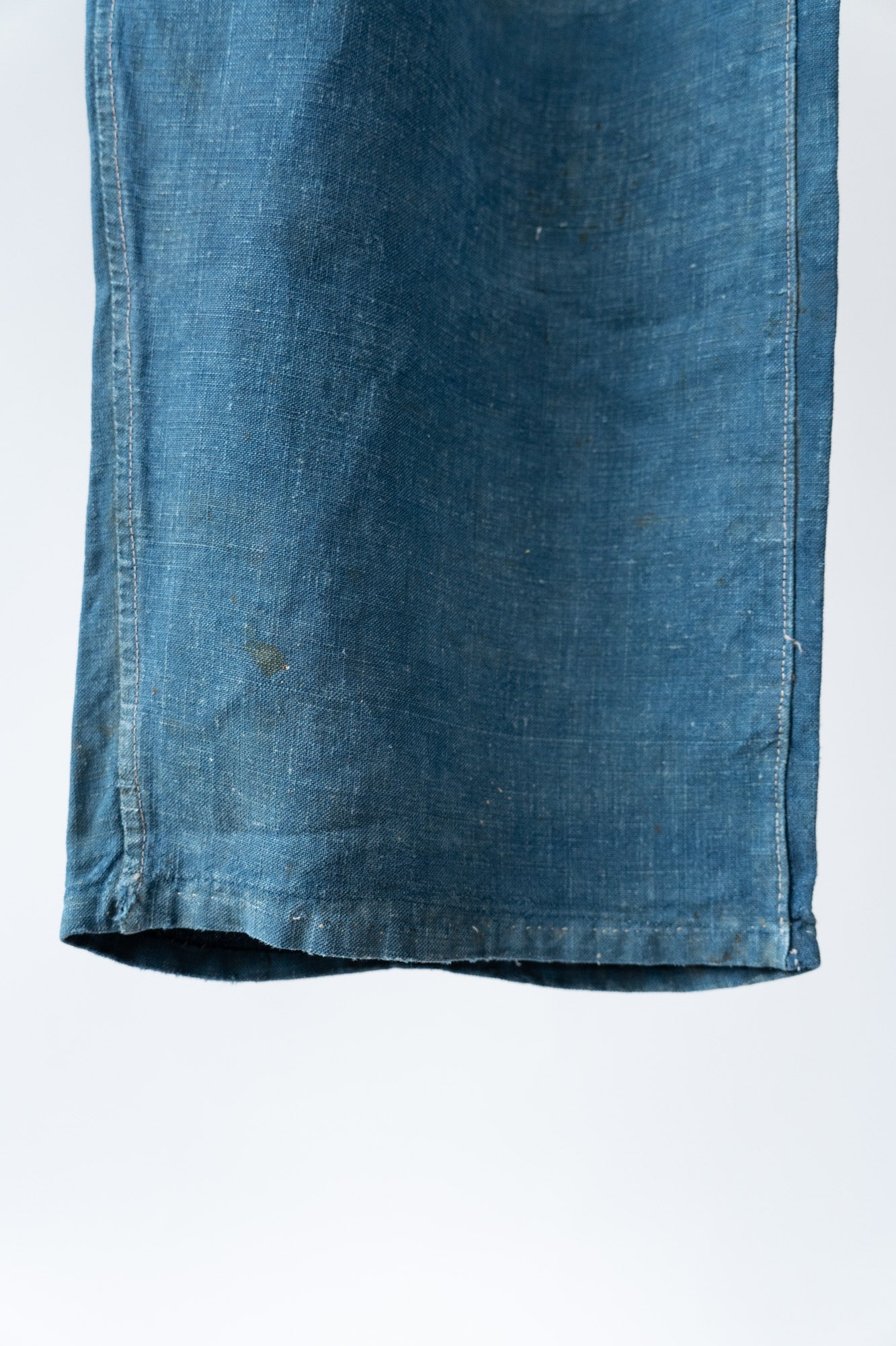 20er Jahre französische Vintage-Indigo-Leinen-Arbeitshose PatchWork