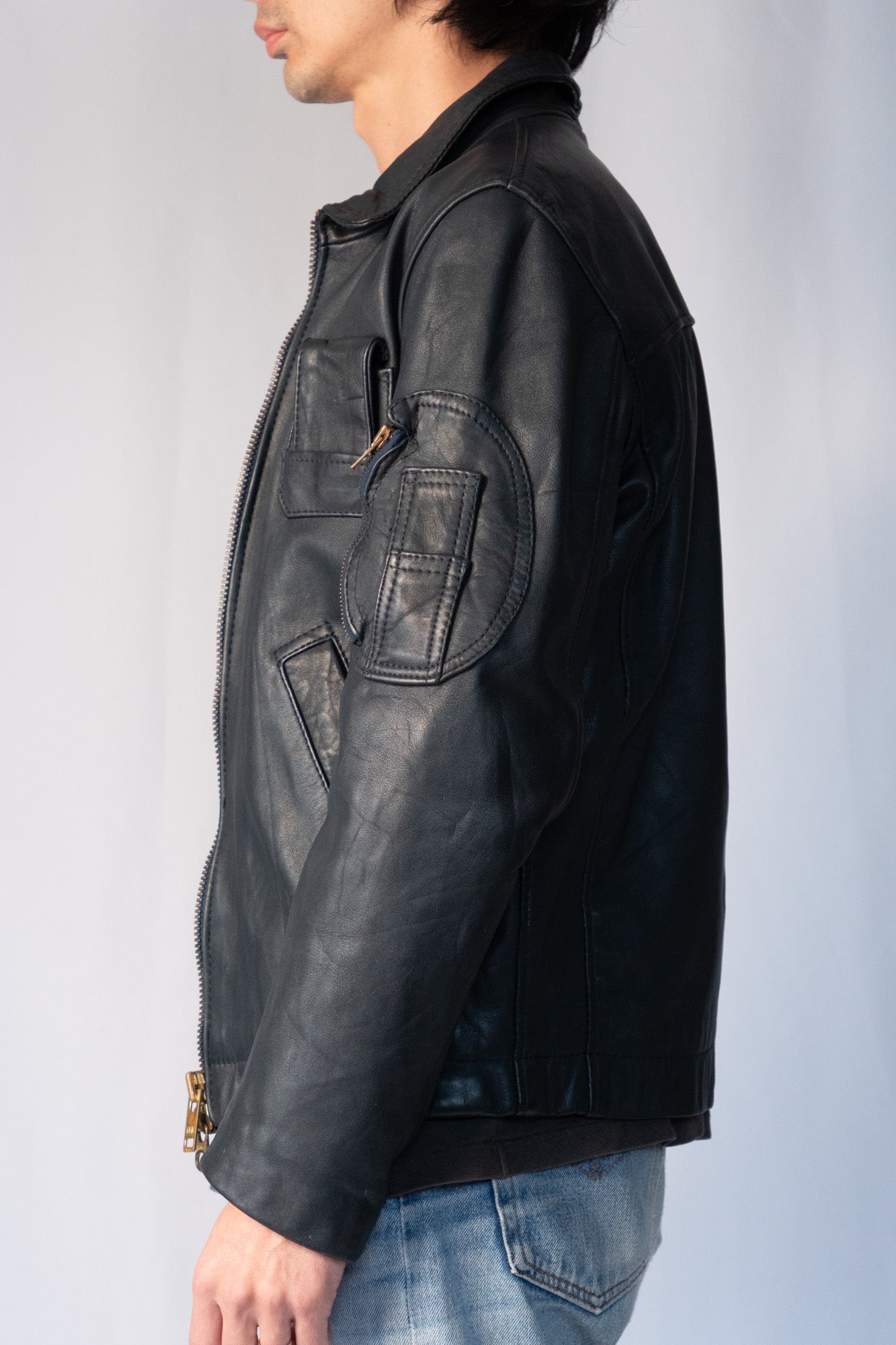 Veste de pilote française vintage des années 70 Civilian « cuir »