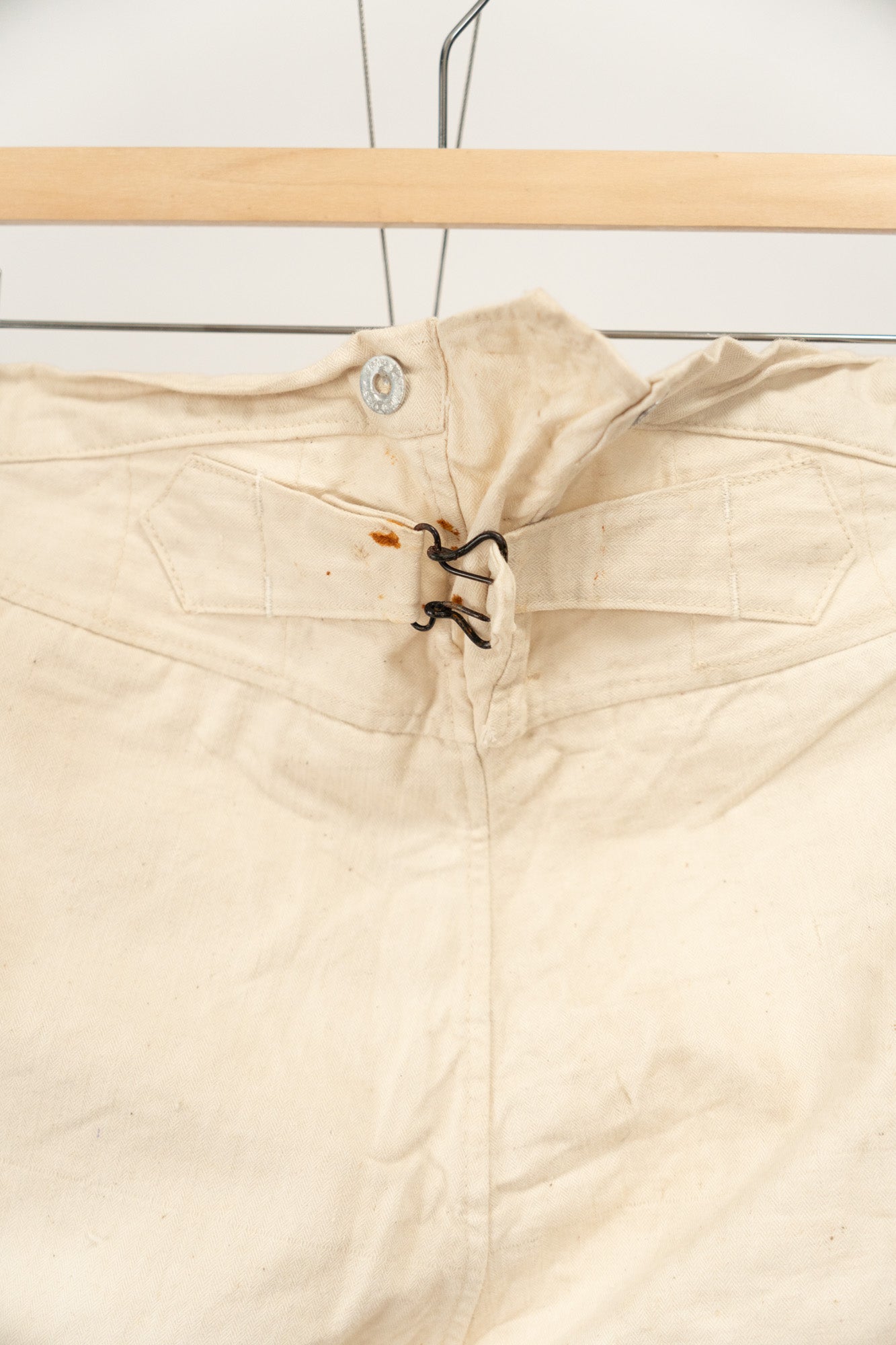 20er Jahre französische Armee Baumwoll-HBT-Bourgeron-Hose DEADSTOCK