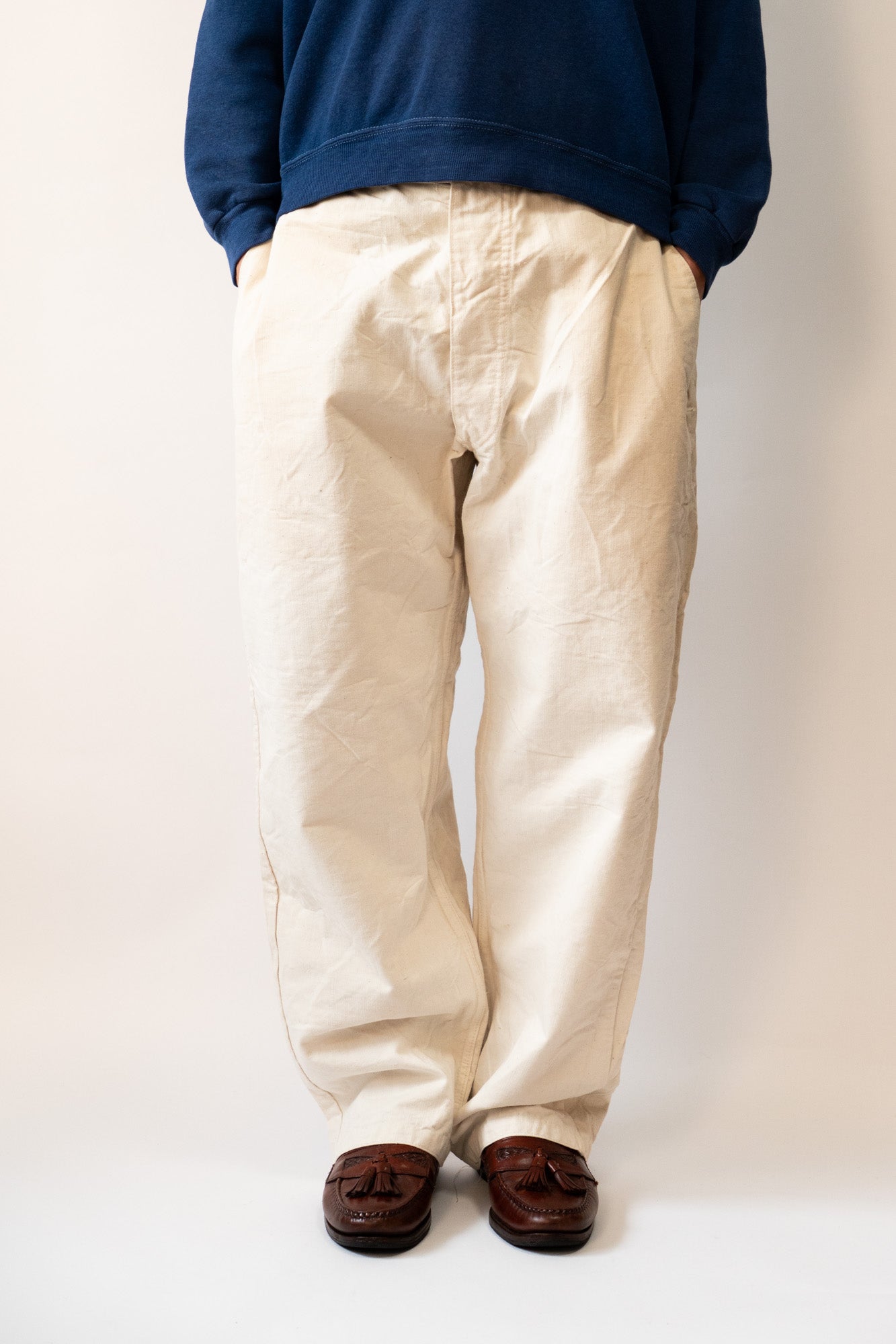 20er Jahre französische Armee Baumwoll-HBT-Bourgeron-Hose DEADSTOCK