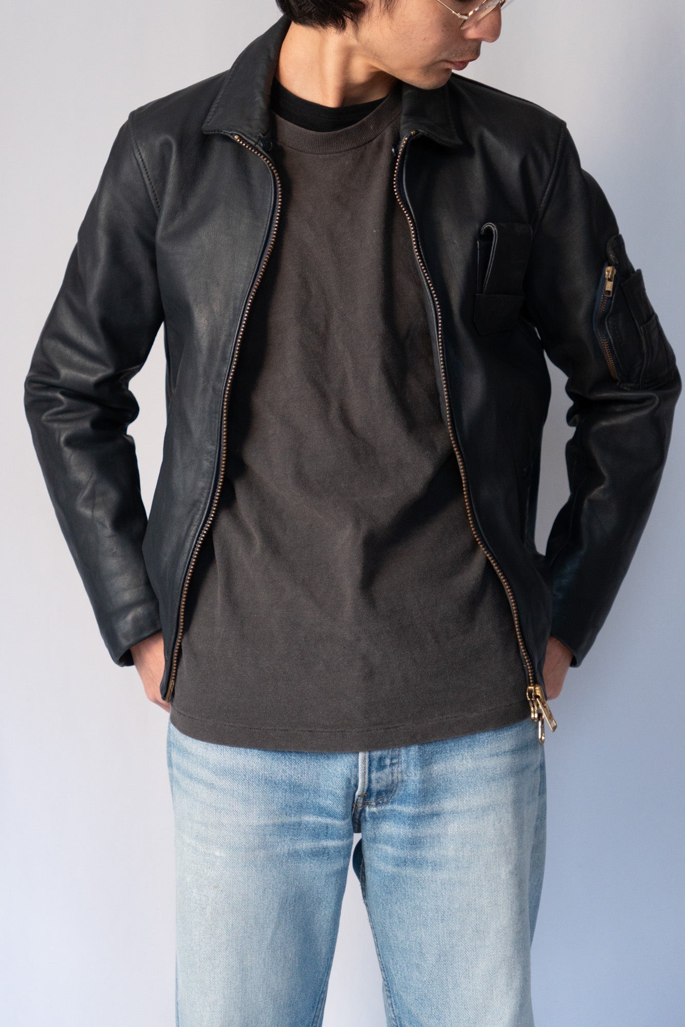 Veste de pilote française vintage des années 70 Civilian « cuir »
