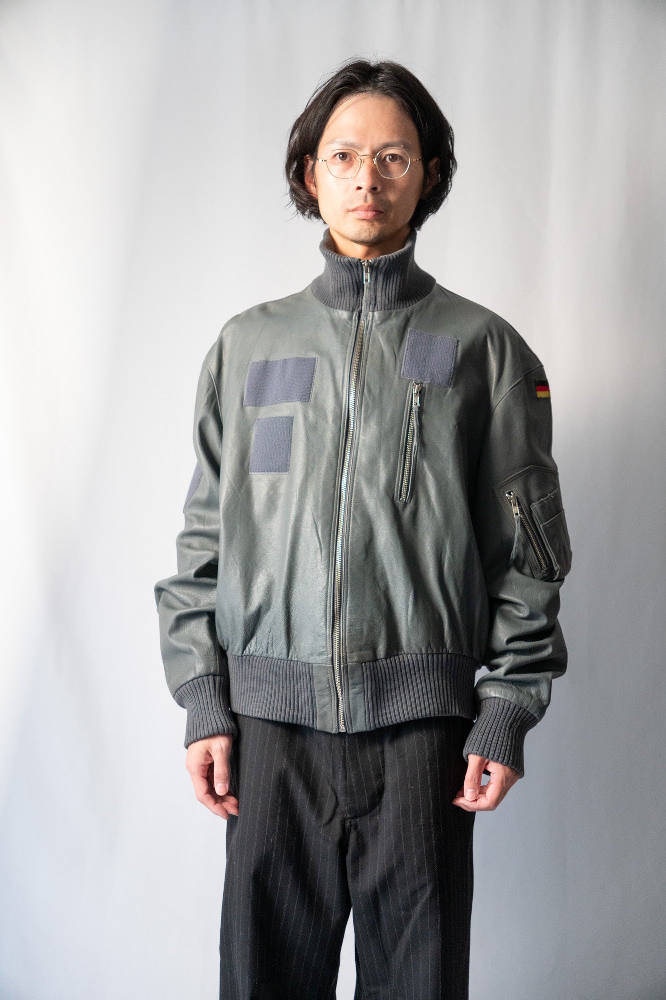 Veste de pilote en cuir de chèvre BLW ouest-allemande des années 90
