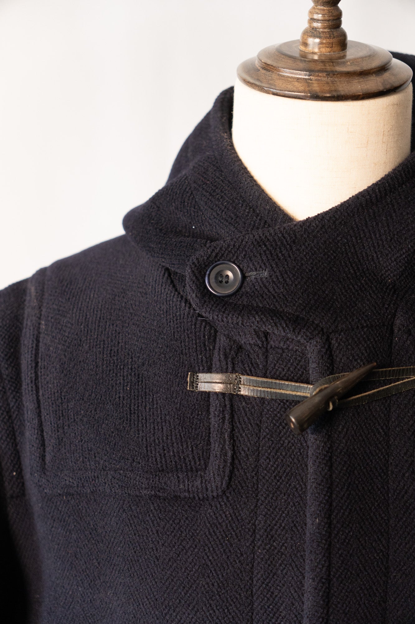 Manteau duffle-coat en laine à chevrons Invertere des années 90