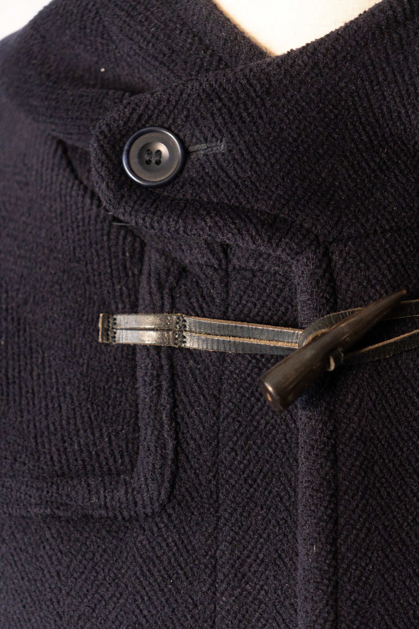Manteau duffle-coat en laine à chevrons Invertere des années 90