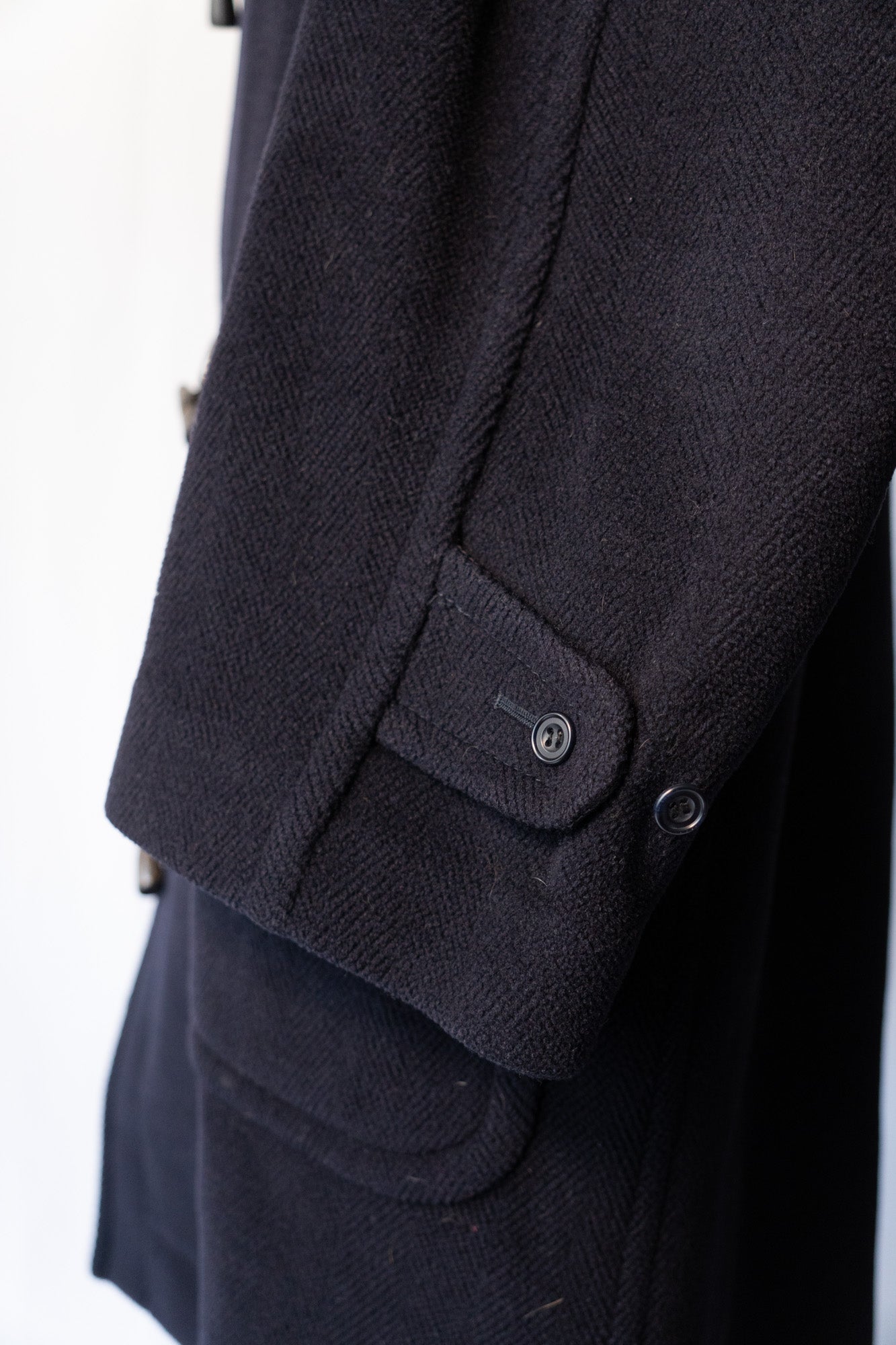 Manteau duffle-coat en laine à chevrons Invertere des années 90