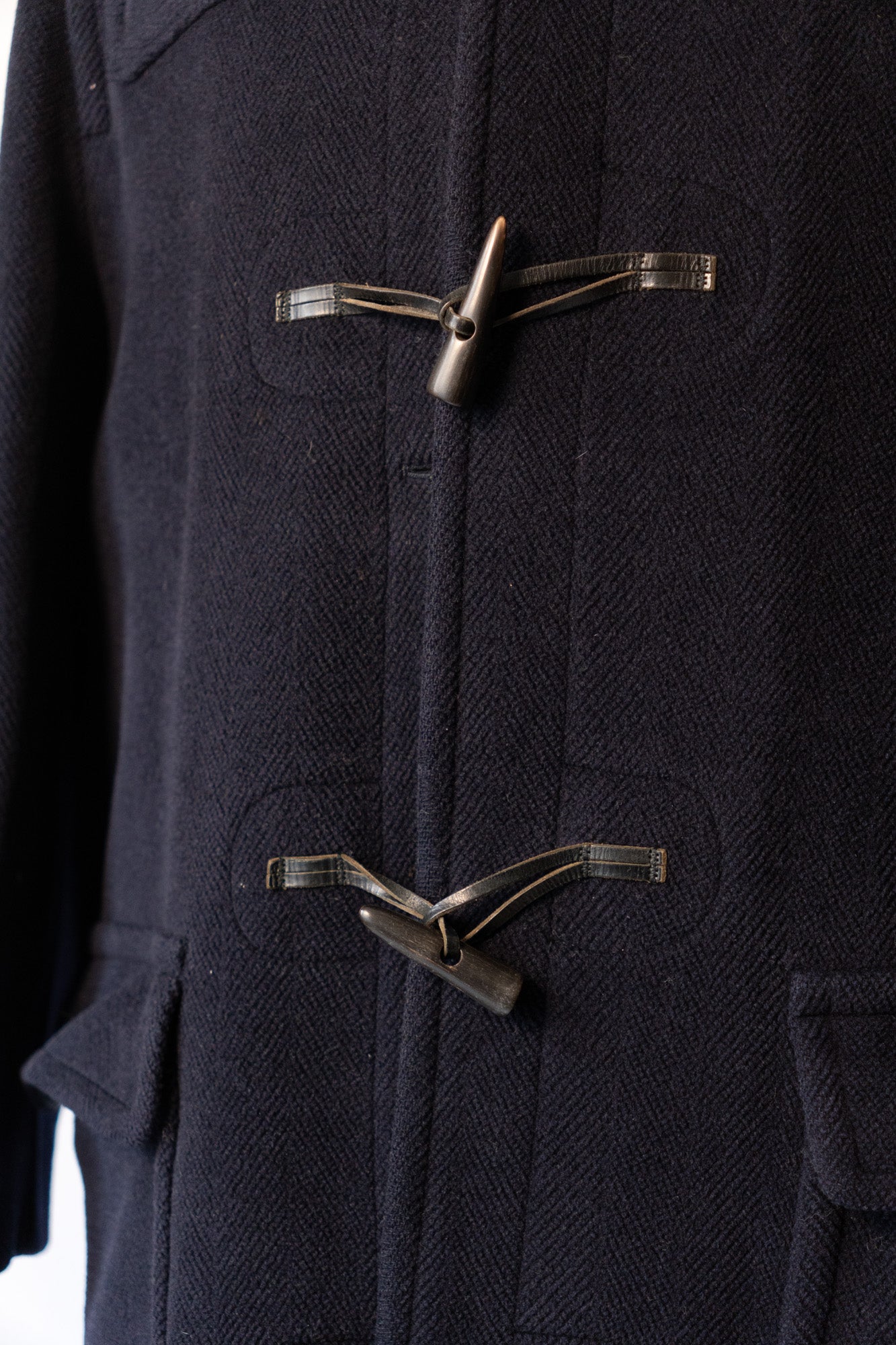 Manteau duffle-coat en laine à chevrons Invertere des années 90