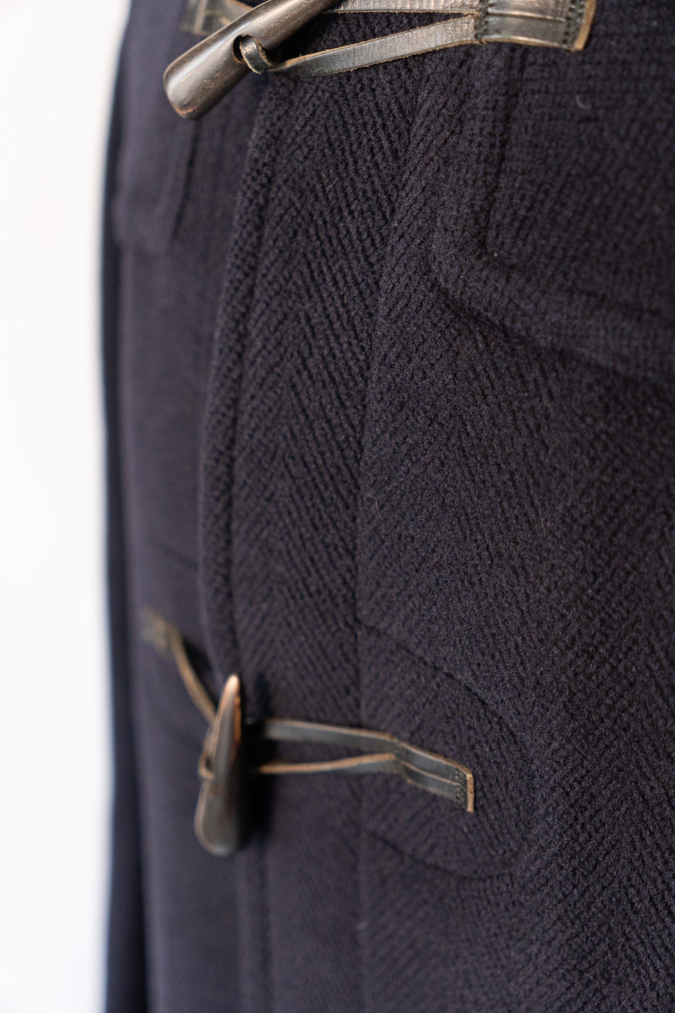 Manteau duffle-coat en laine à chevrons Invertere des années 90