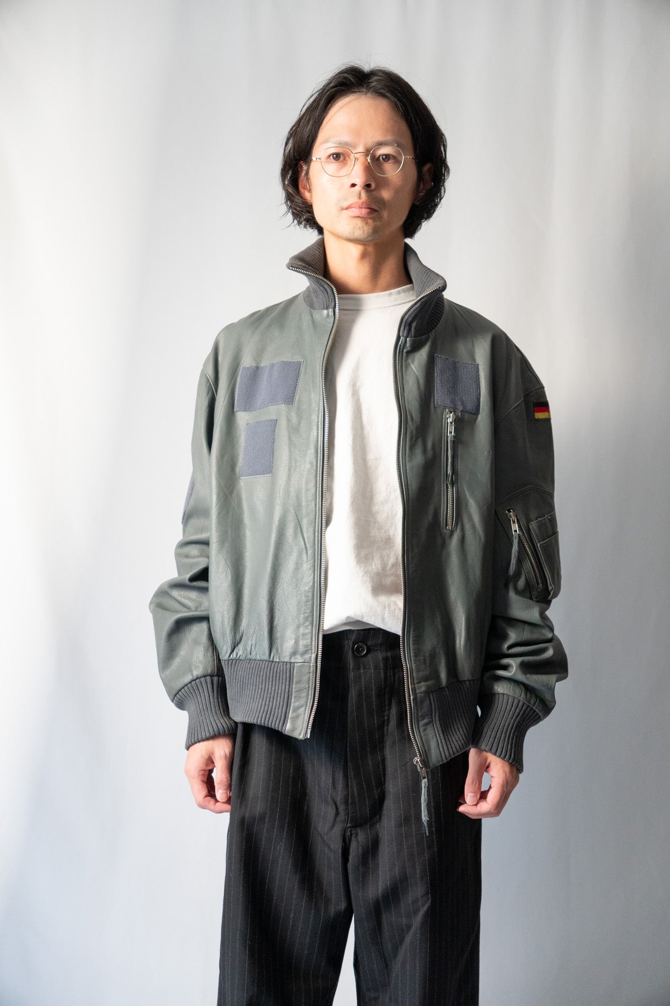 Veste de pilote en cuir de chèvre BLW ouest-allemande des années 90