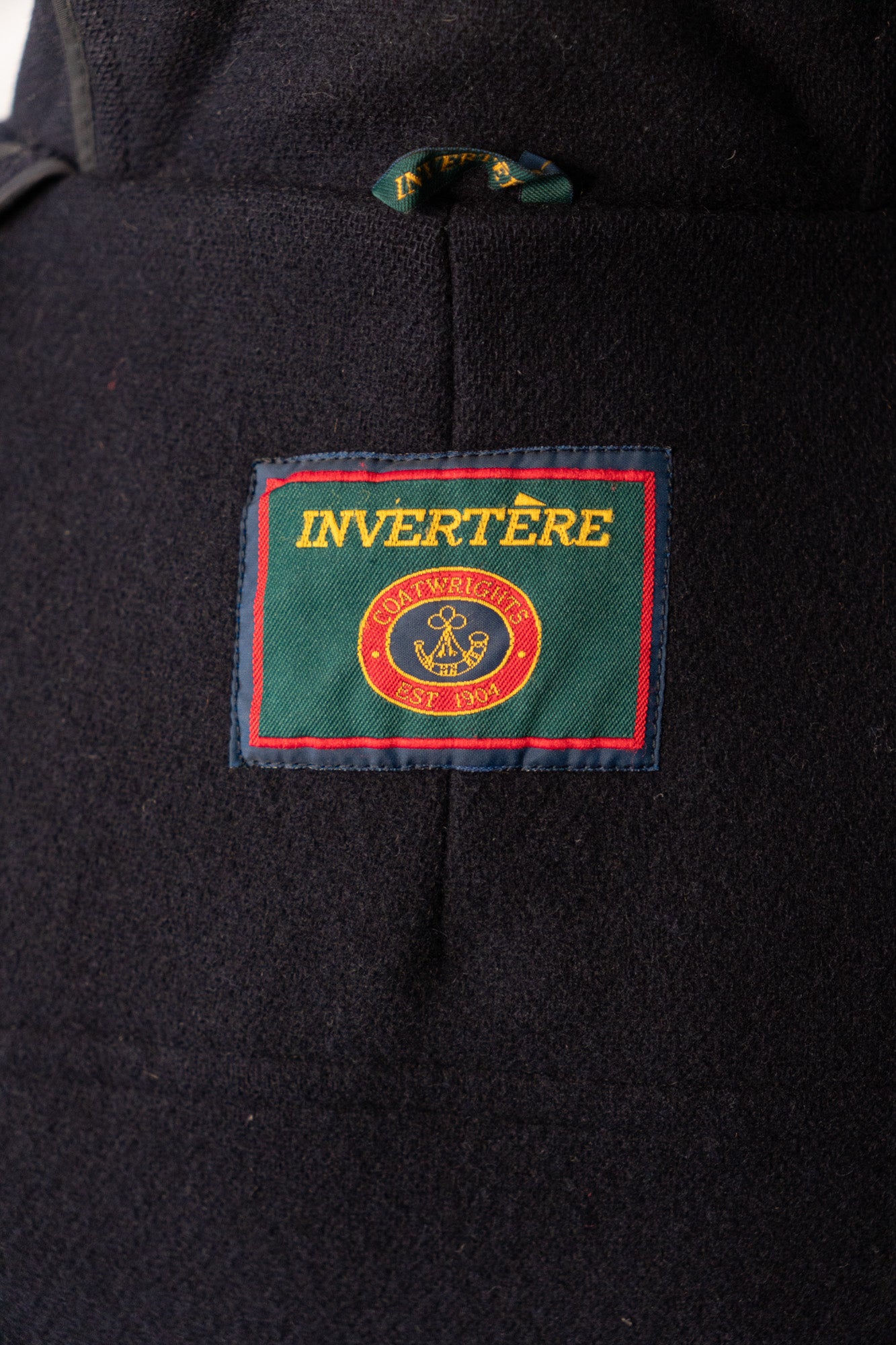Manteau duffle-coat en laine à chevrons Invertere des années 90