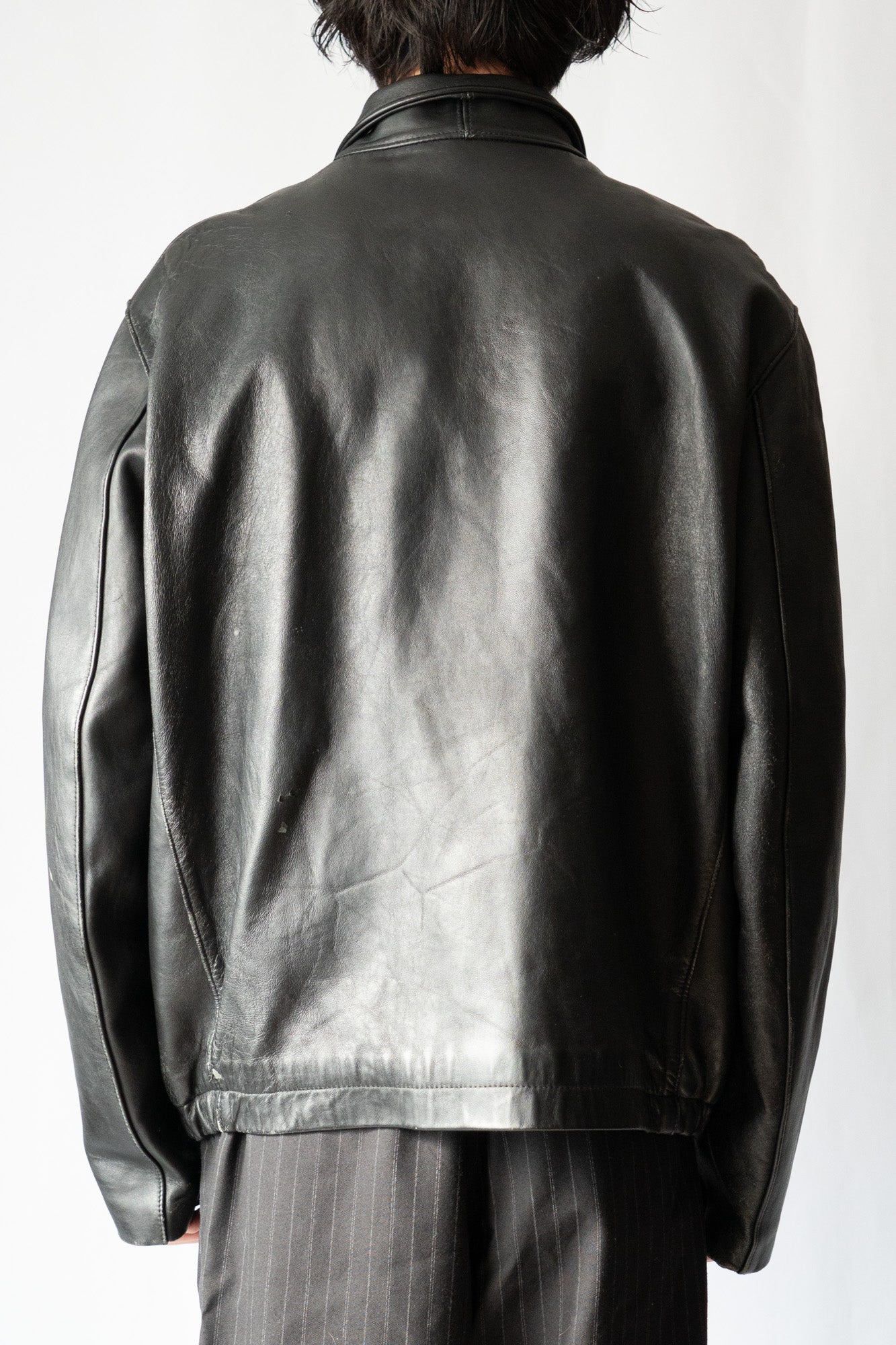 Veste de pilote civile française vintage des années 70 en cuir « GVF »