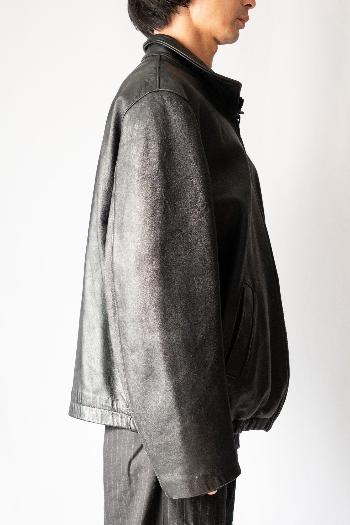 Veste de pilote civile française vintage des années 70 en cuir « GVF »