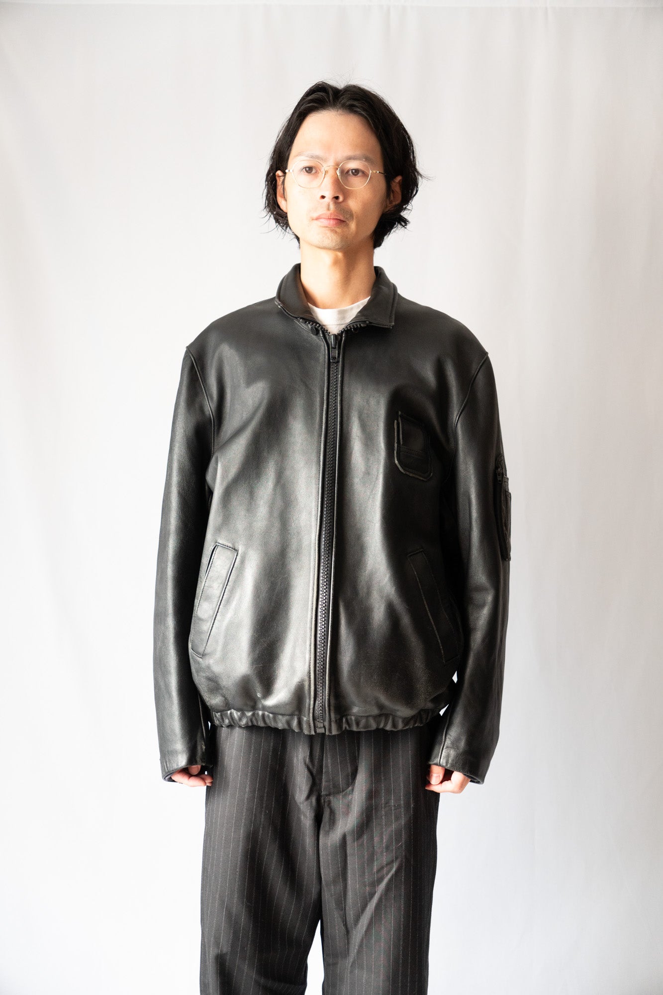 Veste de pilote civile française vintage des années 70 en cuir « GVF »