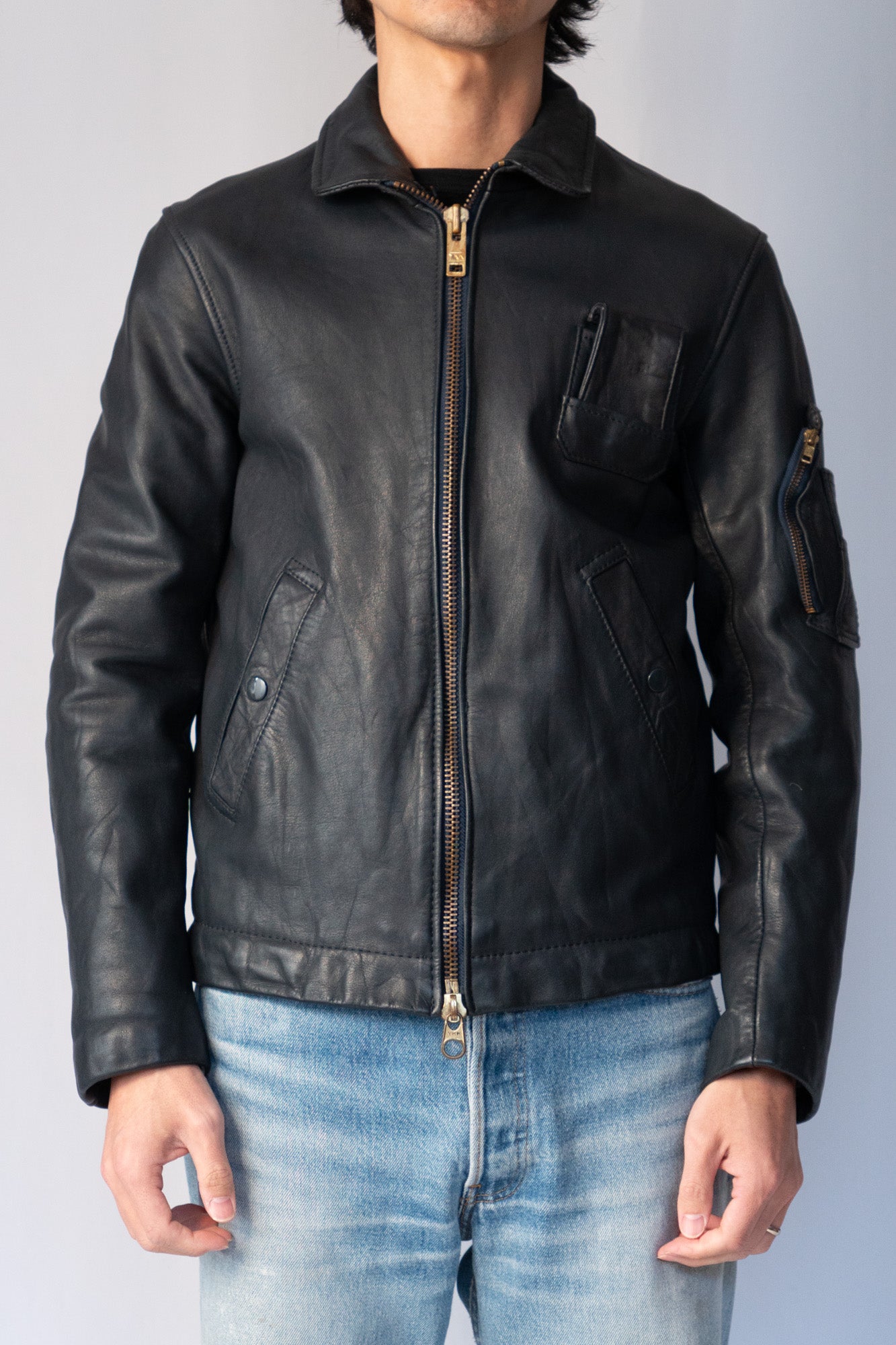 Veste de pilote française vintage des années 70 Civilian « cuir »