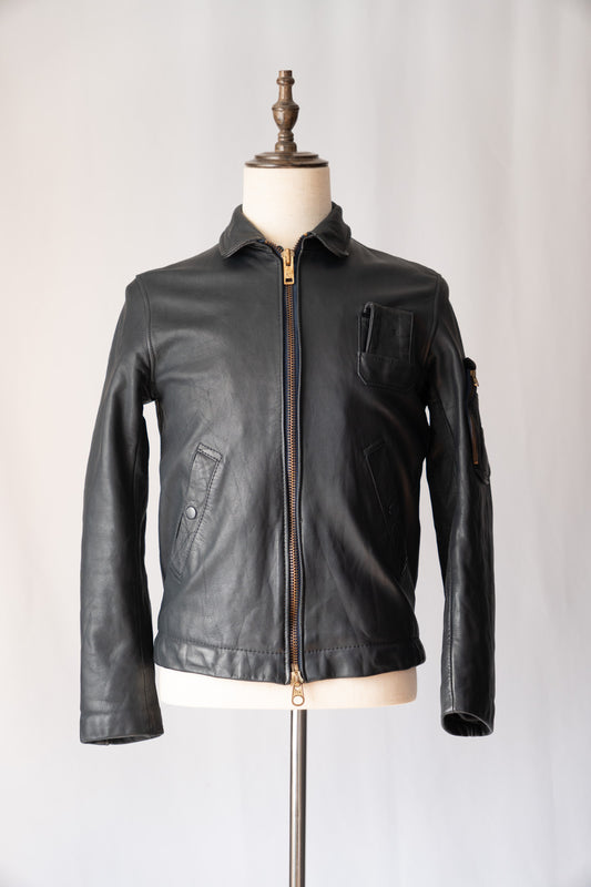 70er Jahre französische Vintage-Pilotenlederjacke Civilian „cuir”