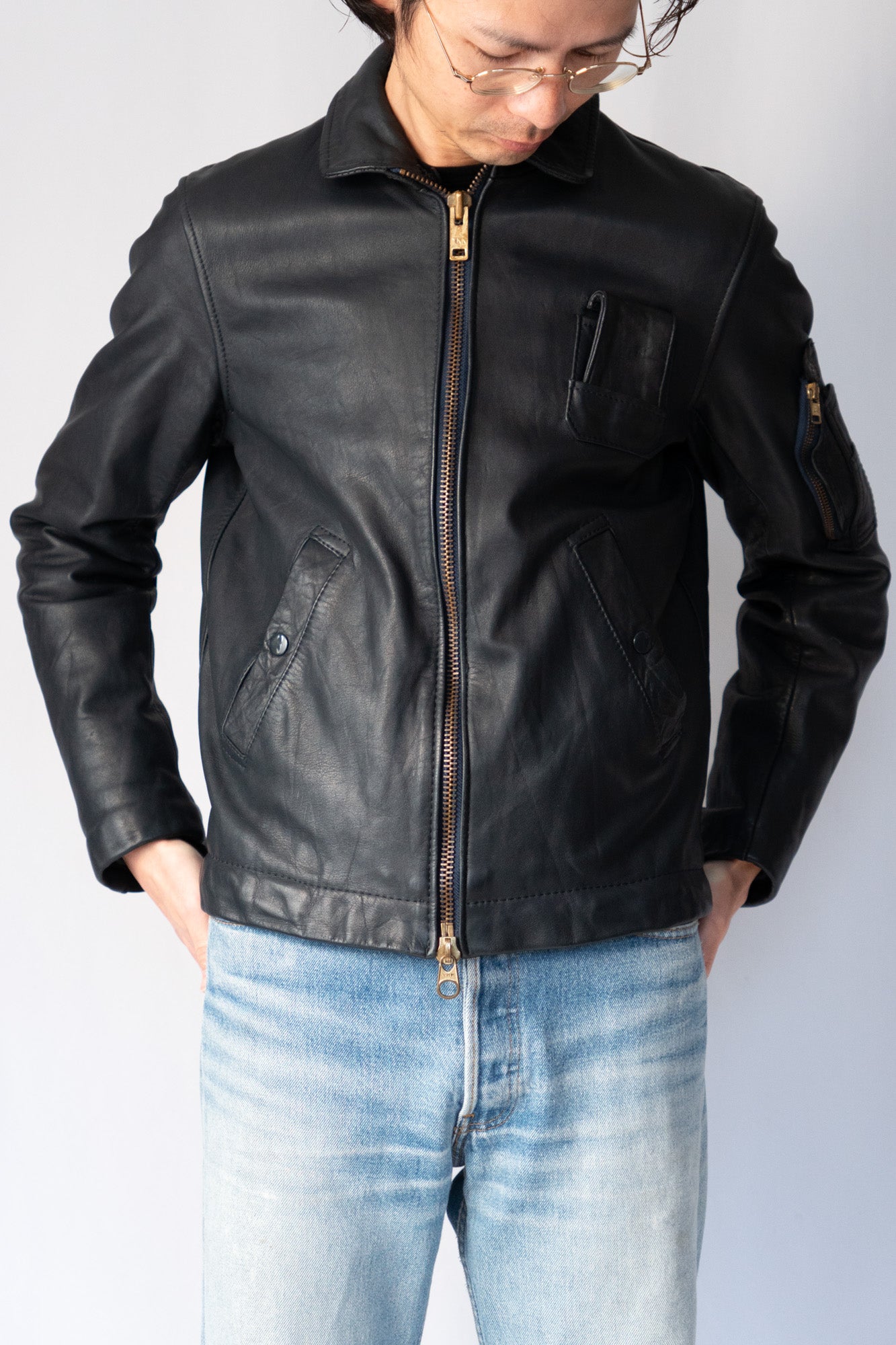 Veste de pilote française vintage des années 70 Civilian « cuir »