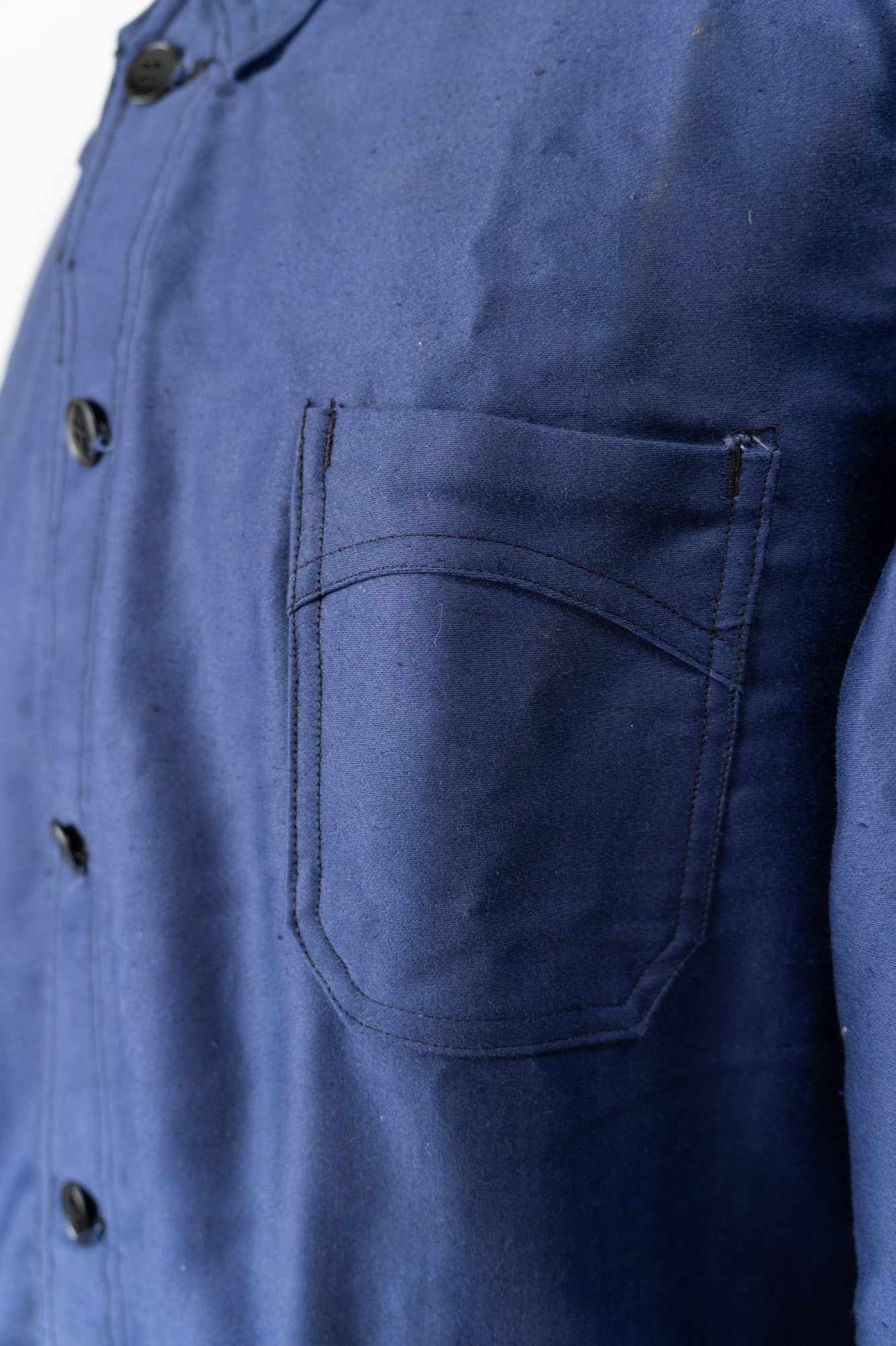 Veste en moleskine bleue Vulcain French Work des années 40 - DEADSTOCK