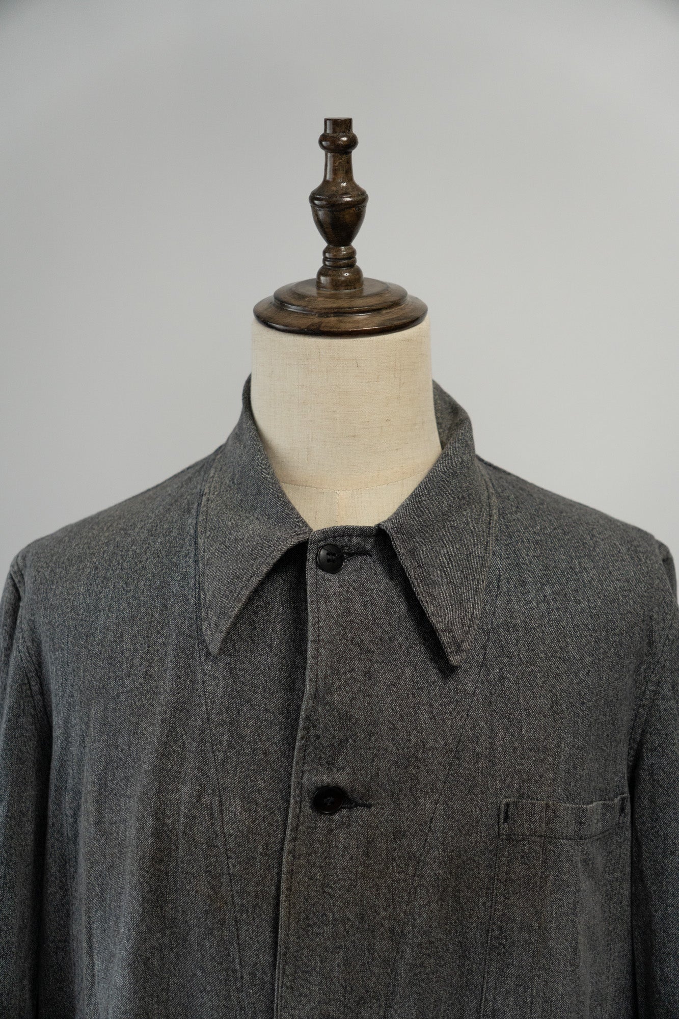 Manteau d'atelier en chambray noir vintage français des années 50
