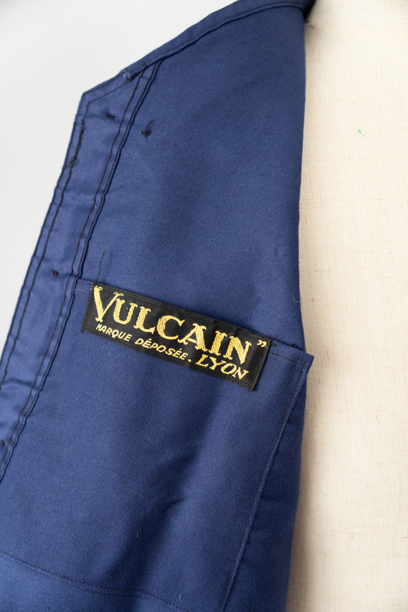 Veste en moleskine bleue Vulcain French Work des années 40 - DEADSTOCK