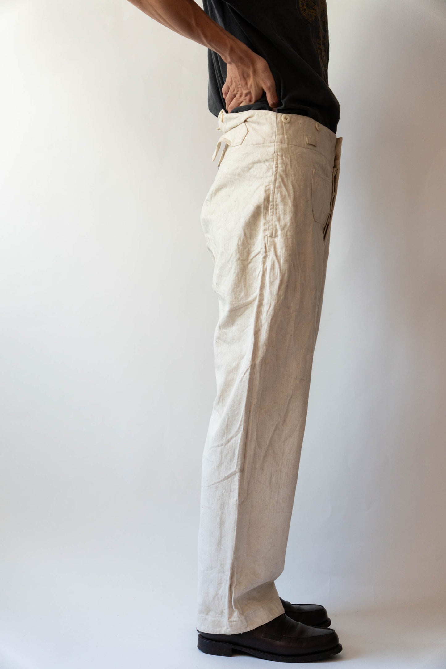 40s GERMAN KRIEGSMARINE DRILLICH HBT LINEN TROUSER