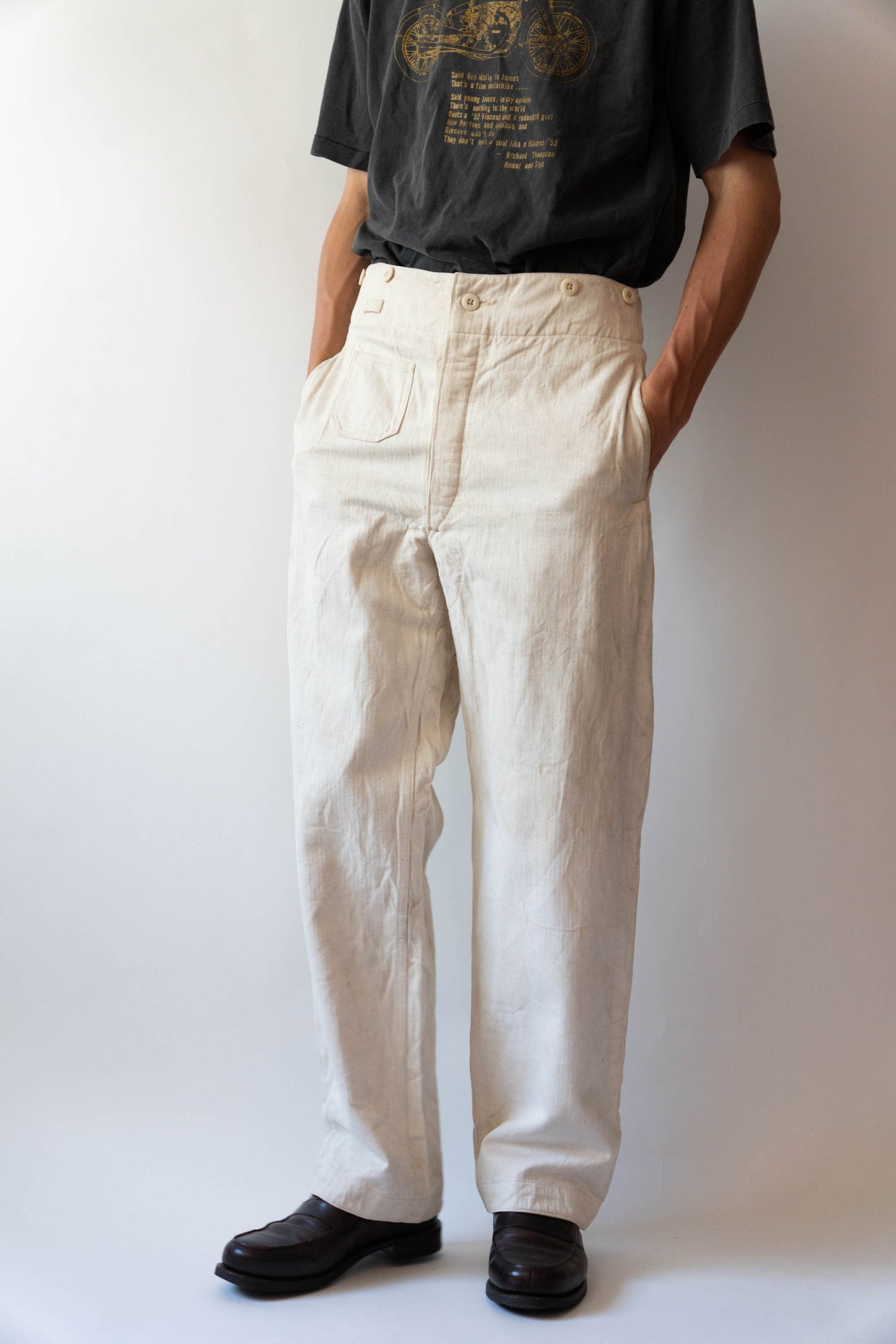 40s GERMAN KRIEGSMARINE DRILLICH HBT LINEN TROUSER