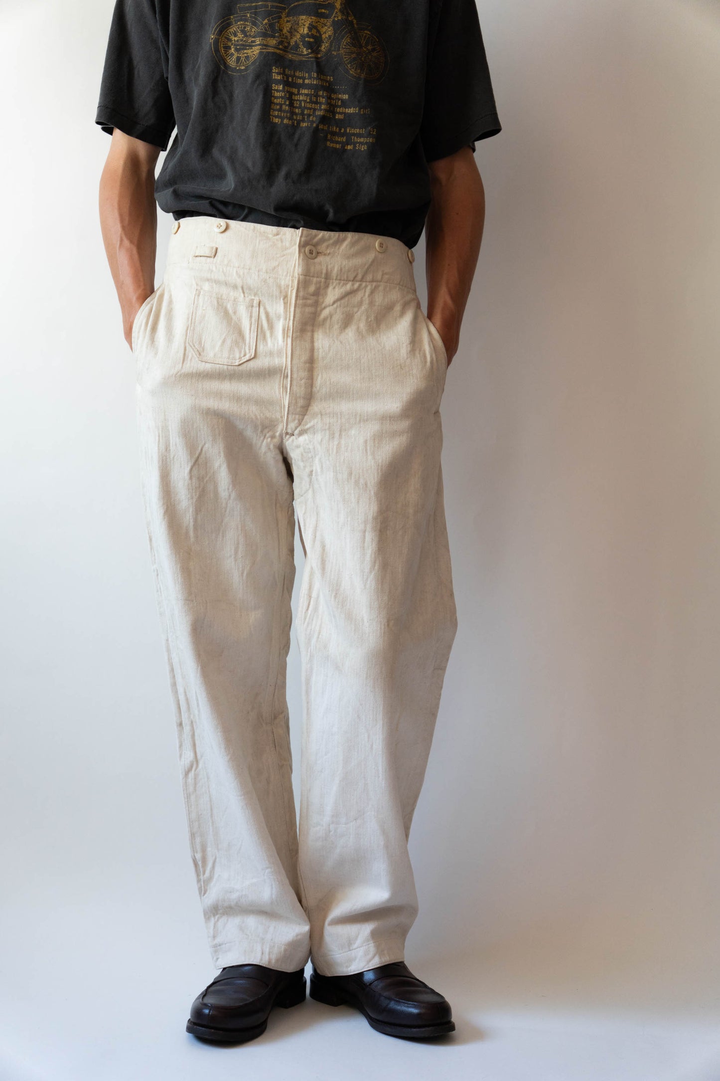 40s GERMAN KRIEGSMARINE DRILLICH HBT LINEN TROUSER