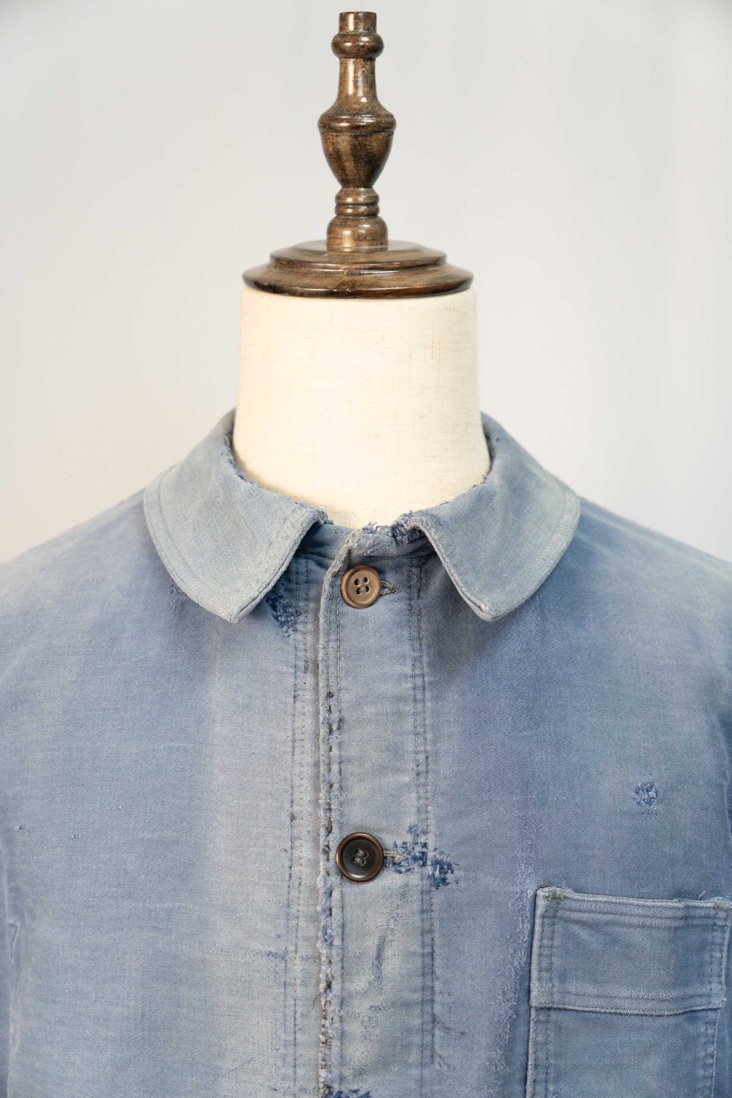 Veste de travail française en moleskine bleue des années 40-50